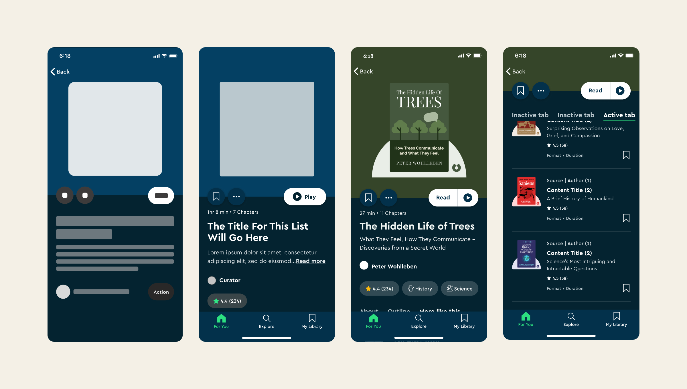 Blinkist one content format screens