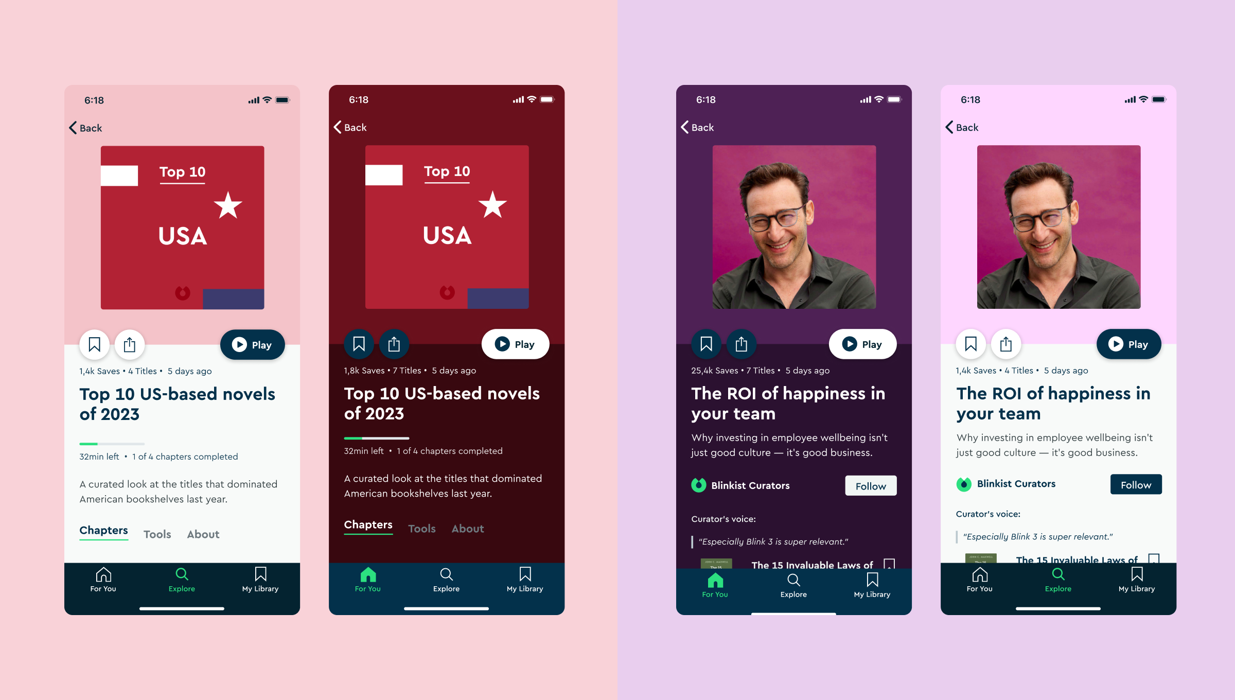 Blinkist one content format screens 2